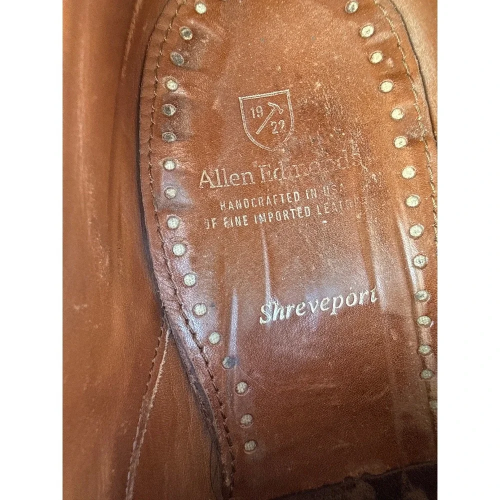 Allen Edmonds Shreveport Shoes Mens 12 D Tan Good Woven Leather Cap Toe Oxford